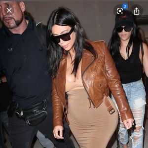 BLK DNM Cognac Leather Cropped Motorcycle Jacket